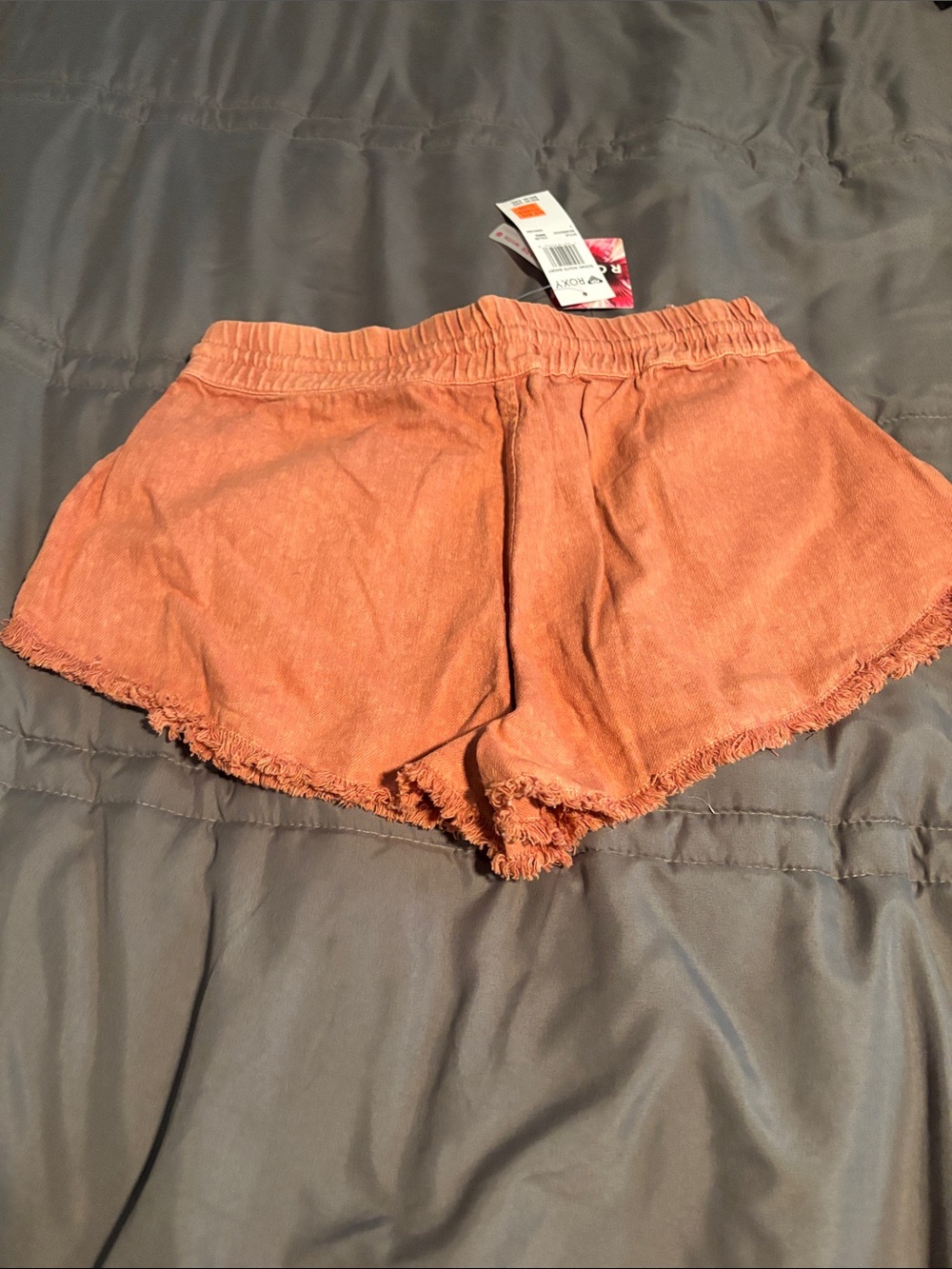 Roxy Washed Coral Drawstring Frayed-Hem Shorts - Picture 5 of 5